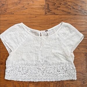 Free People Elegant White Lace Crop Top